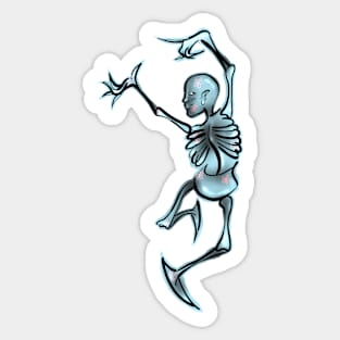 Blue Dancing Skeleton Sticker